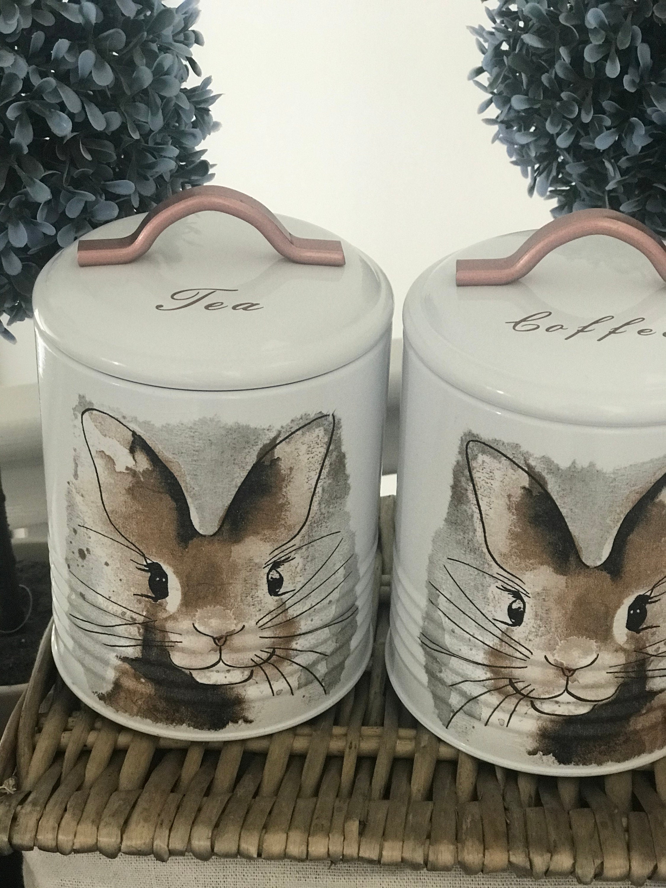 Hare tea coffee sugar canisters Etsy