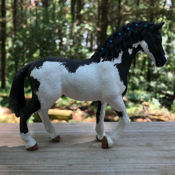 Custom Black Pinto Schleich Model Horse