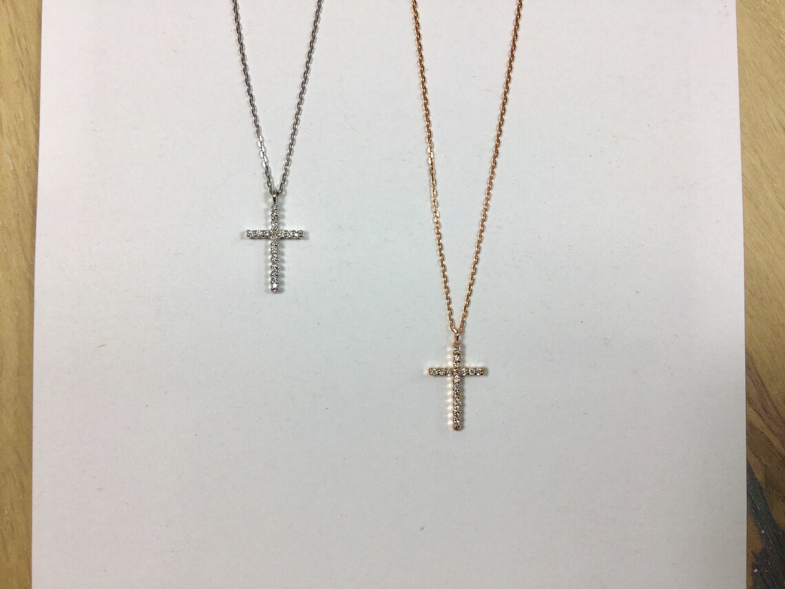 14K Gold Baby Diamond Cross Necklce Etsy Hong Kong