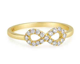 14K Infinity Shape Ring with Diamonds