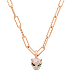 14K Gold Diamond Panther Necklace