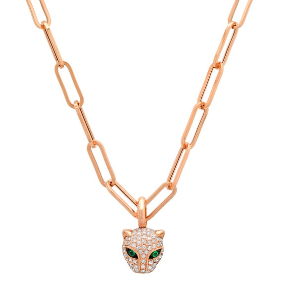 14K Gold Diamond Panther Necklace Etsy Nederland