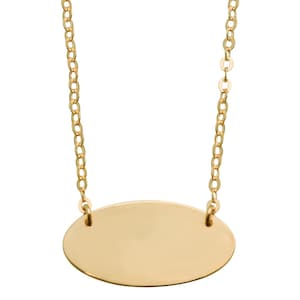 Silver 925 Rose Gold Plated Medium Oval Disc Necklace