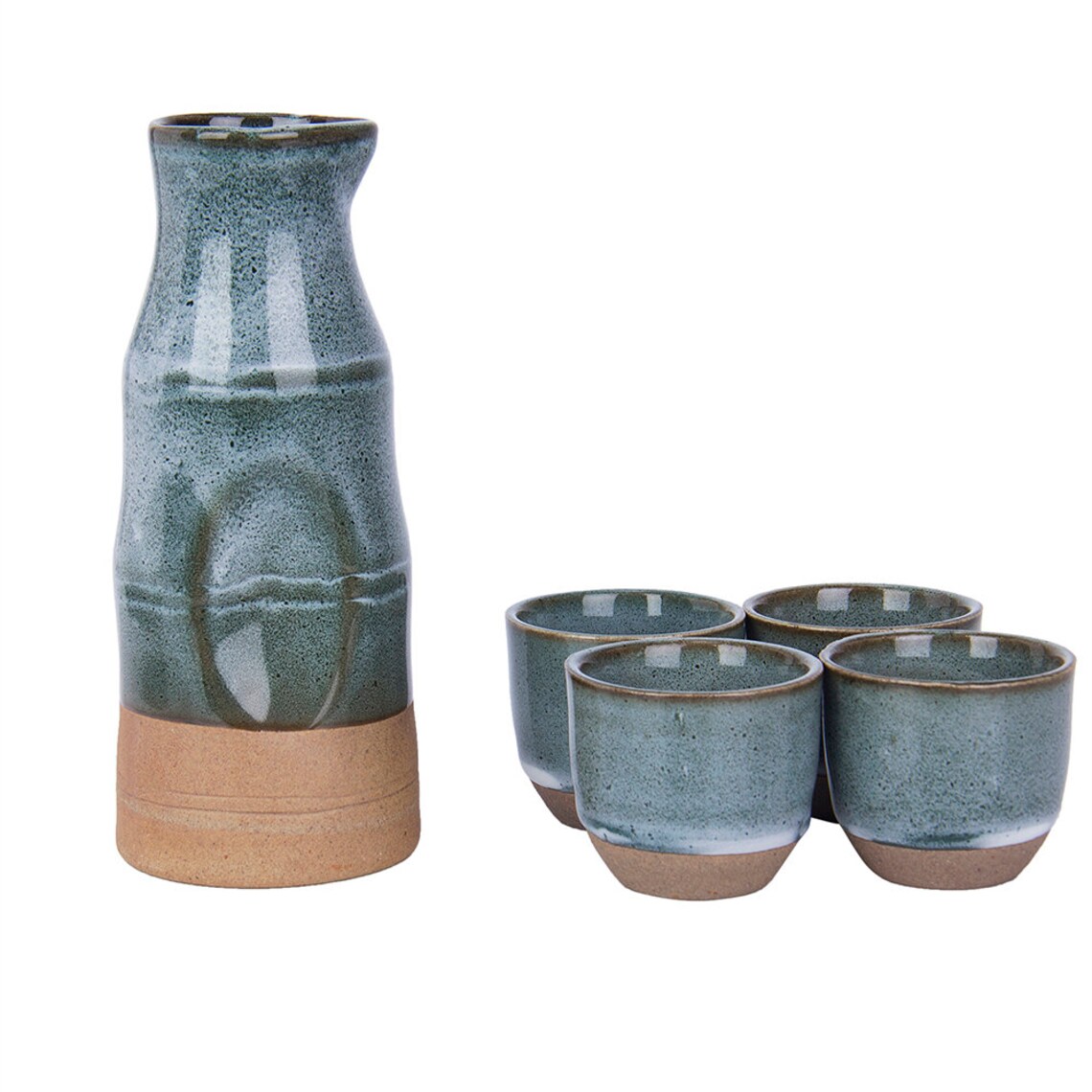 Japanese Sake Set Ceramic carafe 4 cups Etsy