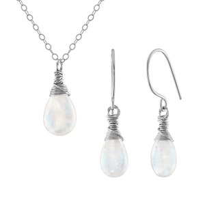 Rainbow Moonstone Necklace and Earring Set, June Birthstone, Moonstone Jewelry, Moonstone Necklace, Moonstone Earrings, Gifts For Her image 7