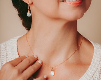 Rainbow Moonstone Necklace and Earrings Set: Bohemian Jewelry