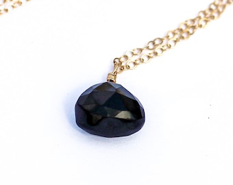 Black Onyx Pendant Necklace: 14K Gold Filled, Sterling Silver