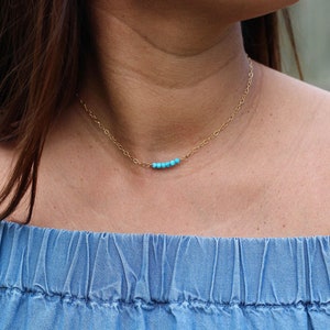 Zierlicher Türkis Choker: Sterling Silber oder Gold Fill