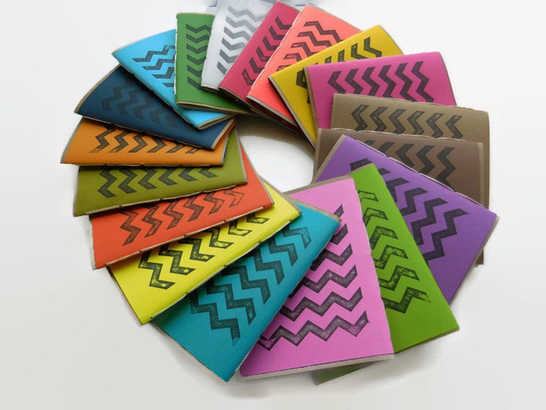 Eco Friendly CHEVRON Print Journal, Go Green Doodling Pads, Colorful Pocket Notebooks, Minimalist Writing Tablet, No Line Blank Notepad image 4