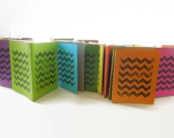 10* Recycled Notebooks, CHEVRON Design, Zero Waste, Blank Unlined, Hand Bound, You Choose Any Colors, More Sustainable, Minimal, you choose