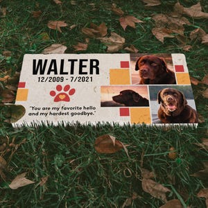 Custom Pet Memorial Stone: Sandstone Dog Grave Marker