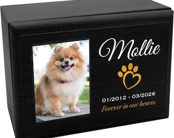 Personalized Wooden Dog Urn – Custom Photo Memorial Keepsake Box