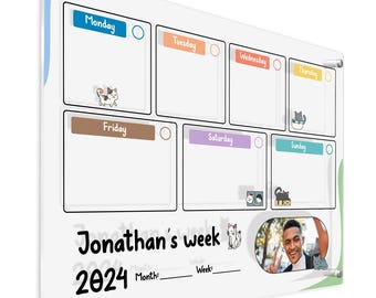 Personalized Acrylic Wall Calendar 2024: Custom Photo & Name, Home Office Decor