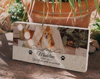 Custom Pet Memorial Stone: Sandstone Photo Plaque