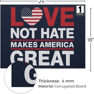 Anti Trump Yard, Corrugated Plastic, Double Sided Sign, Durable Rally Sign, Heavy Duty Stake, Full Color Print, Love Not Hate, Outdoor Protest Sign, Political Yard Decor, American Made Sign, Protest March Sign, Lawn Display Sign, Bold Message Sign