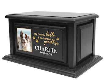 Personalized Solid Wood Pet Urn for Dogs for Ashes 250lbs, Custom Wood Urn for Dog Ashes 250lbs, Modern Pet Urn for Dogs (Design 4)