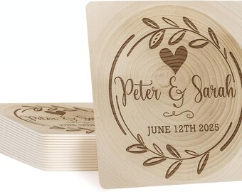 Personalized Wedding Coasters: Photo & Text, Keepsake Favors - Set of 10