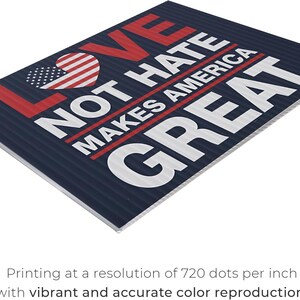 Anti Trump Yard, Corrugated Plastic, Double Sided Sign, Durable Rally Sign, Heavy Duty Stake, Full Color Print, Love Not Hate, Outdoor Protest Sign, Political Yard Decor, American Made Sign, Protest March Sign, Lawn Display Sign, Bold Message Sign