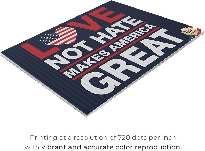 Anti Trump Yard, Corrugated Plastic, Double Sided Sign, Durable Rally Sign, Heavy Duty Stake, Full Color Print, Love Not Hate, Outdoor Protest Sign, Political Yard Decor, American Made Sign, Protest March Sign, Lawn Display Sign, Bold Message Sign