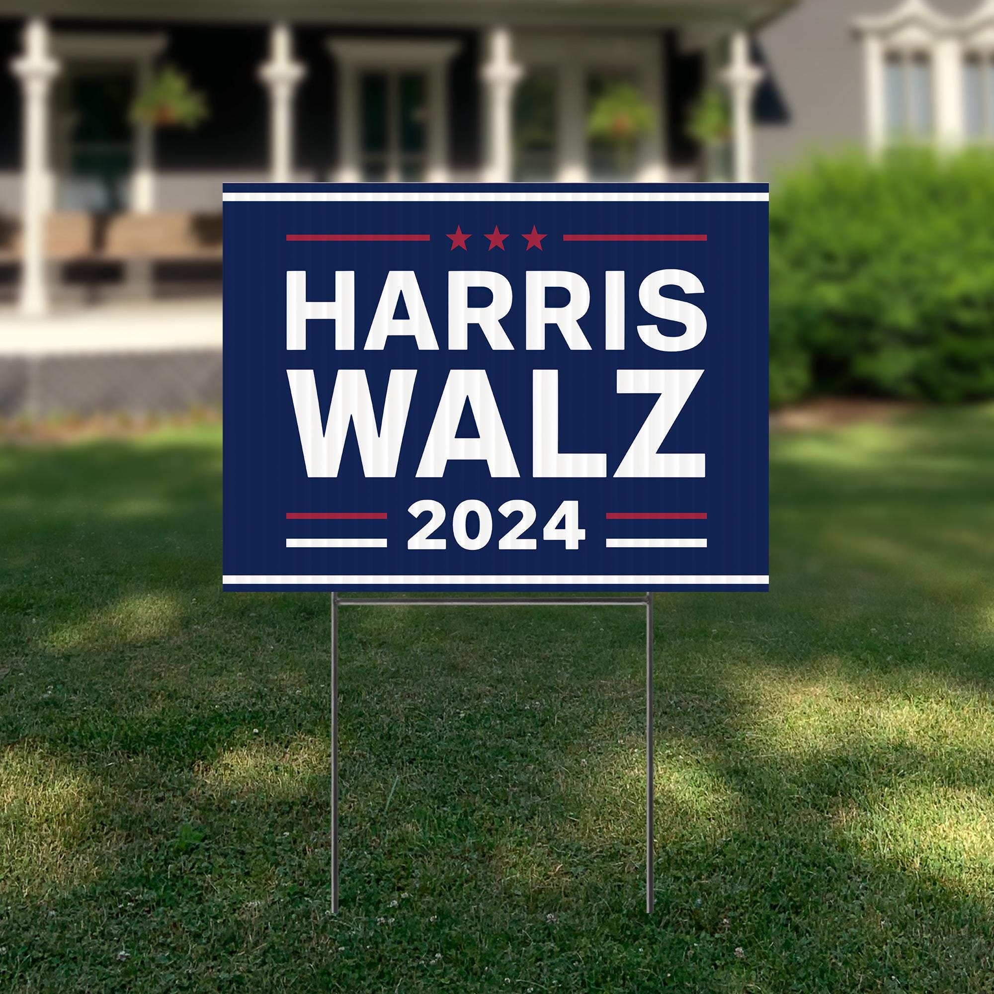 Harris Walz 2024 Yard Sign With Stakes, Double Sided Political Yard Sign For Democratic Party