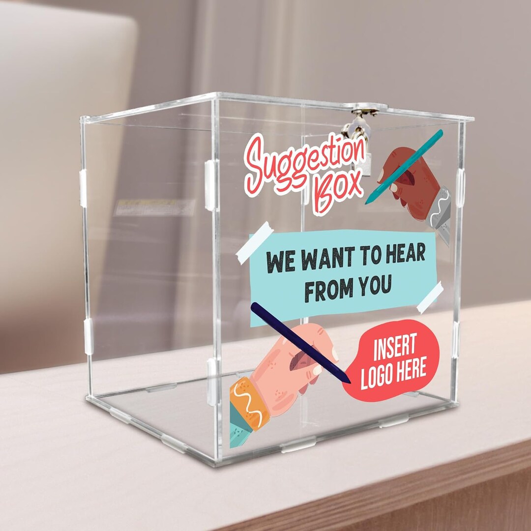 10 Acrylic Personalized Suggestion Box With Lock, Custom Suggestion