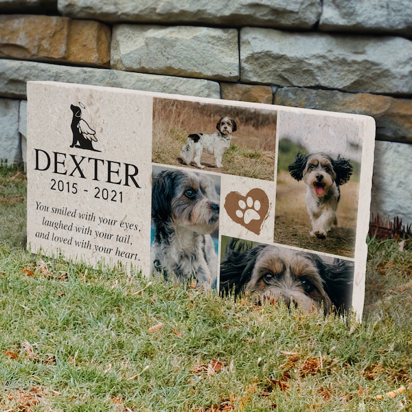 Pet Memorial Stone Personalized Custom Pet Gravestone Pet Memorial Plaque Made from Sandstone | Dog Memorial Stone Memorial | Dexter Design