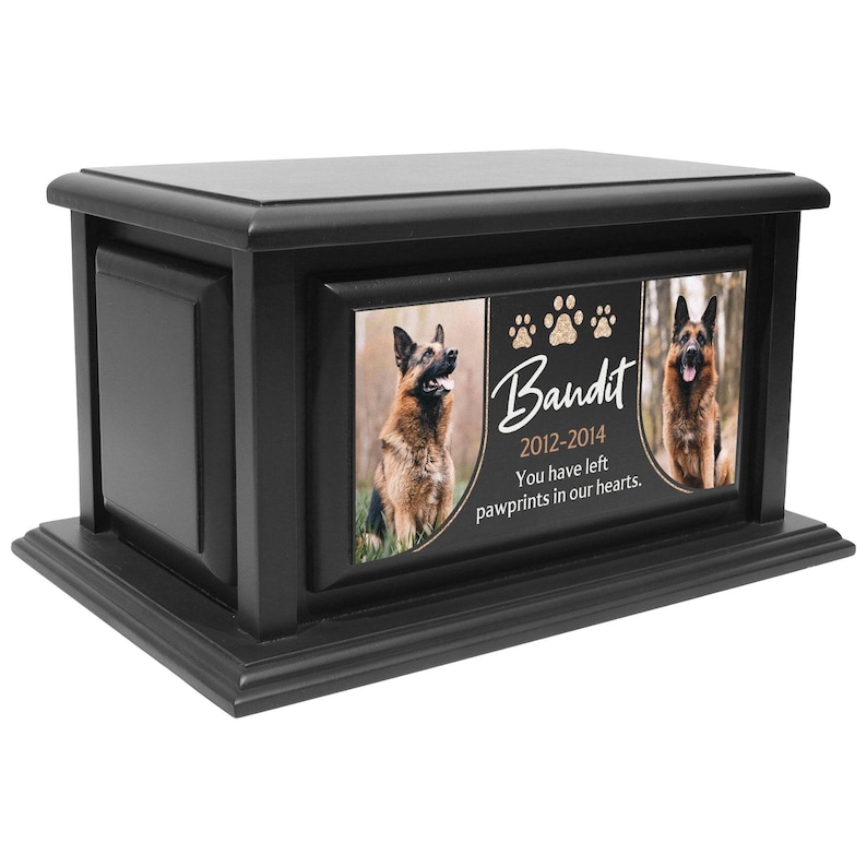 decorative cremation, biodegradable canine, contemporary artisan, remembrance sympathy, bereavement engraved, handcrafted polished, minimalist companion, protective varnished, container receptacle, capacity elegant jar, tailored durable, meaningful natural, printed in USA