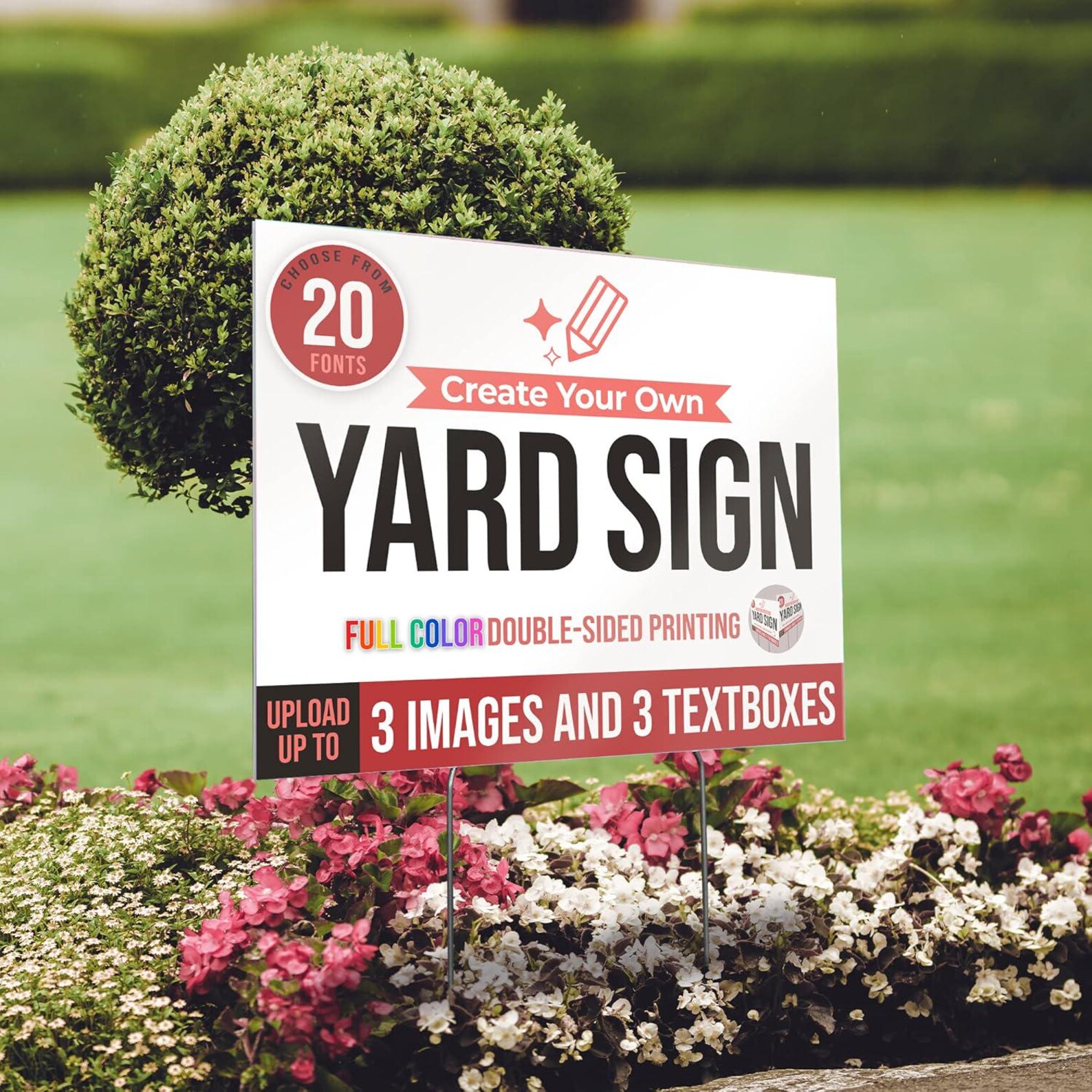 2PK - Corrugated Yard Sign: Personalized Outdoor Display (24x18, Double ...