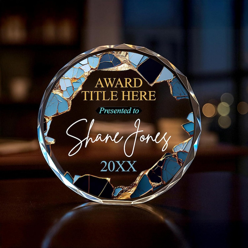 Glass Award Plaque: Custom Round Trophy - Full Color Printing - Etsy