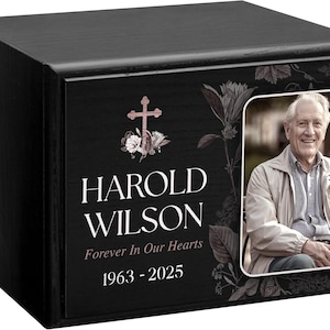 Large Wooden Memorial Urn: Personalized Tribute Box (Black, Cherry, Walnut, Mahogany)