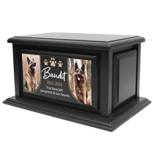 Personalized Solid Pine Wood Pet Urn for Dogs (250lbs)