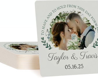Personalized Wedding Coasters: Photo Print Keepsake Favors - Set of 10