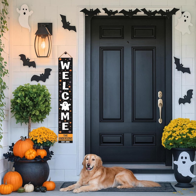 Personalized Halloween Porch Sign: Custom Family Name Welcome - Etsy