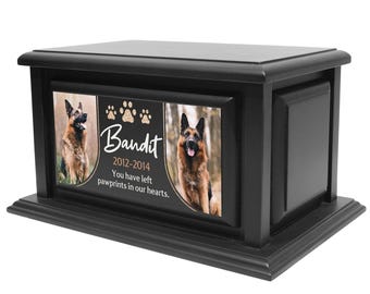 Personalized Solid Wood Pet Urn for Dogs for Ashes 250lbs, Custom Wood Urn for Dog Ashes 250lbs, Modern Pet Urn for Dogs (Design 2)