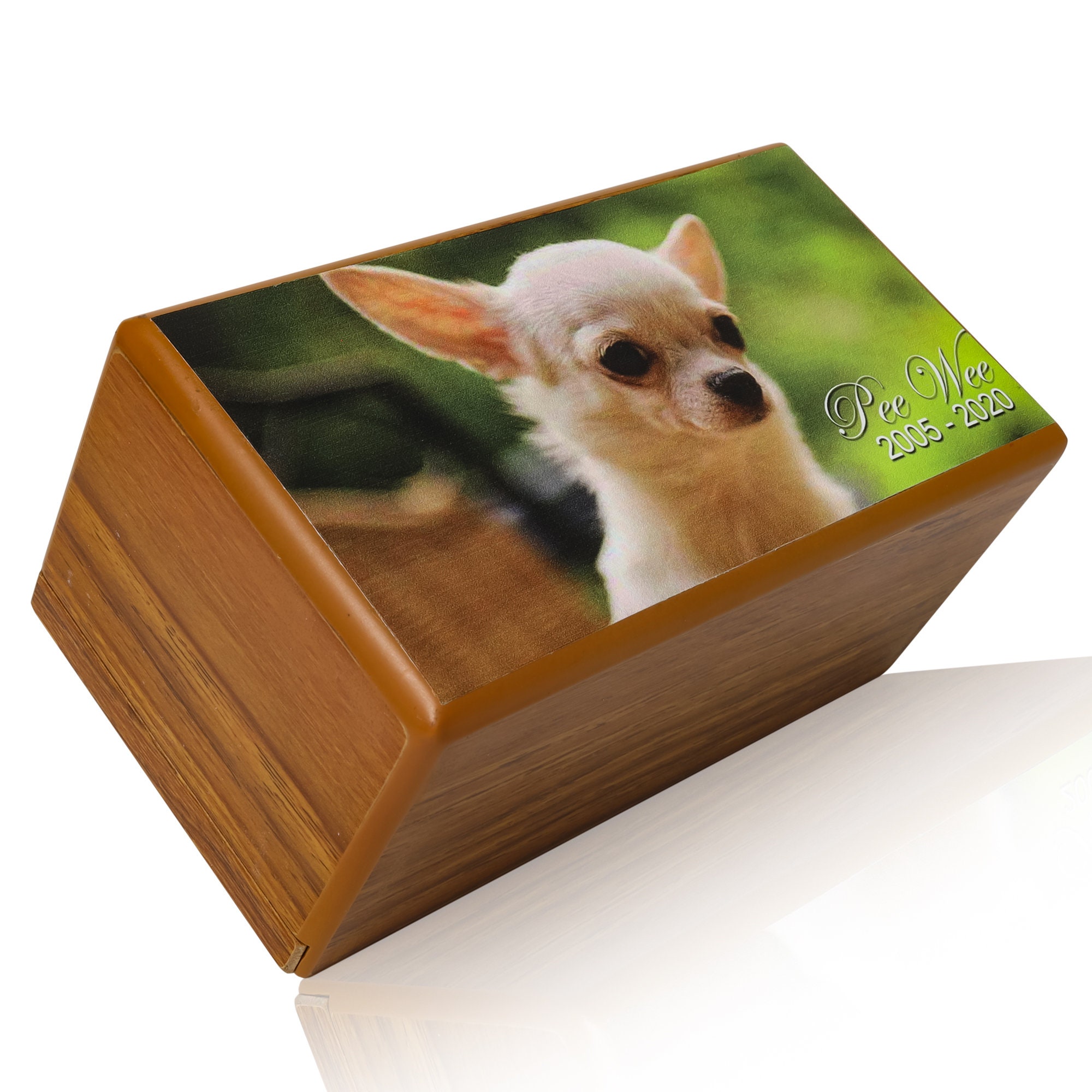 Custom UVPrinted Cremation Urn Box for Pet Ashes Oak Finish Etsy