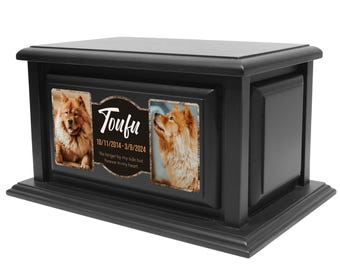 Personalized Solid Wood Pet Urn for Dogs for Ashes 250lbs, Custom Wood Urn for Dog Ashes 250lbs, Modern Pet Urn for Dogs (Design 6)