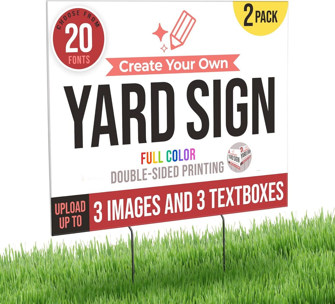 2PK - Corrugated Yard Sign: Personalized Outdoor Display (24x18, Double ...