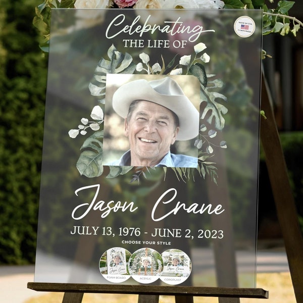 18"x24" Personalized Funeral Welcome Sign, Custom Celebration of Life Custom Memorial Sign, Customized Memorial Plaque, Funeral Design