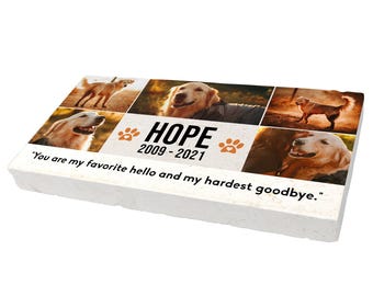 Custom Photo Pet Memorial Stone: Sandstone Dog Grave Marker