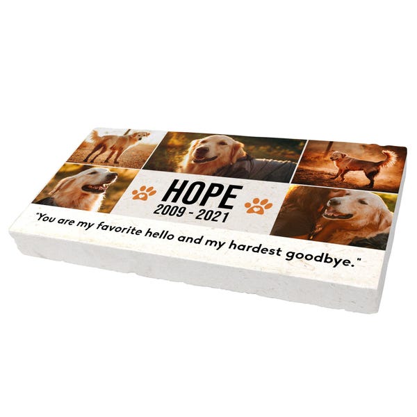 Custom Photo Pet Memorial Stone: Sandstone Dog Grave Marker