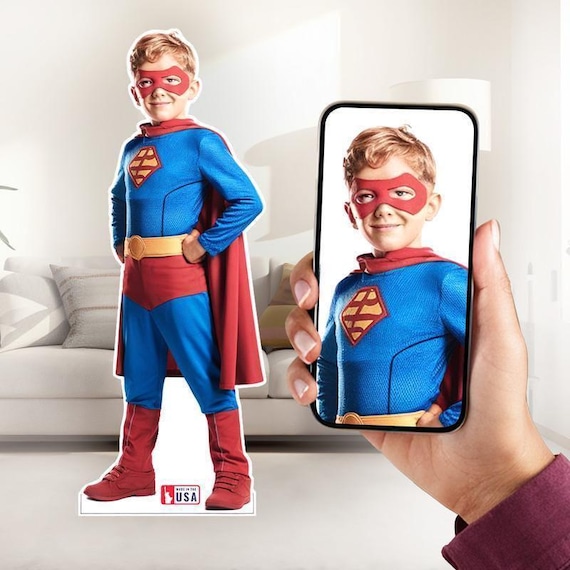 Custom life-size cardboard cutout with stand, personalized kids photo print, coroplast, 3-7 ft.