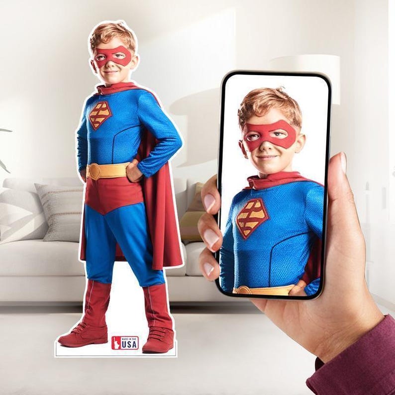 Custom Life Size, Cardboard Cutout, Kids Birthday Decor, Vibrant Photo Print, Indoor Outdoor Use, Fold Out Stand, Seven Foot Display, Three Foot Cutout, Childrens Photo Gift, Easy Setup Display, Long Lasting Print, Promotional Backdrop, Themed Party Decor
