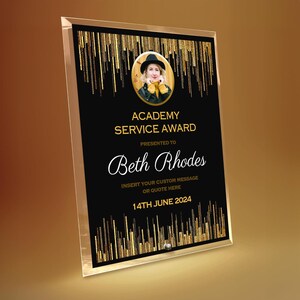 Custom Glass Award Plaque: Employee Recognition, Retirement Gift