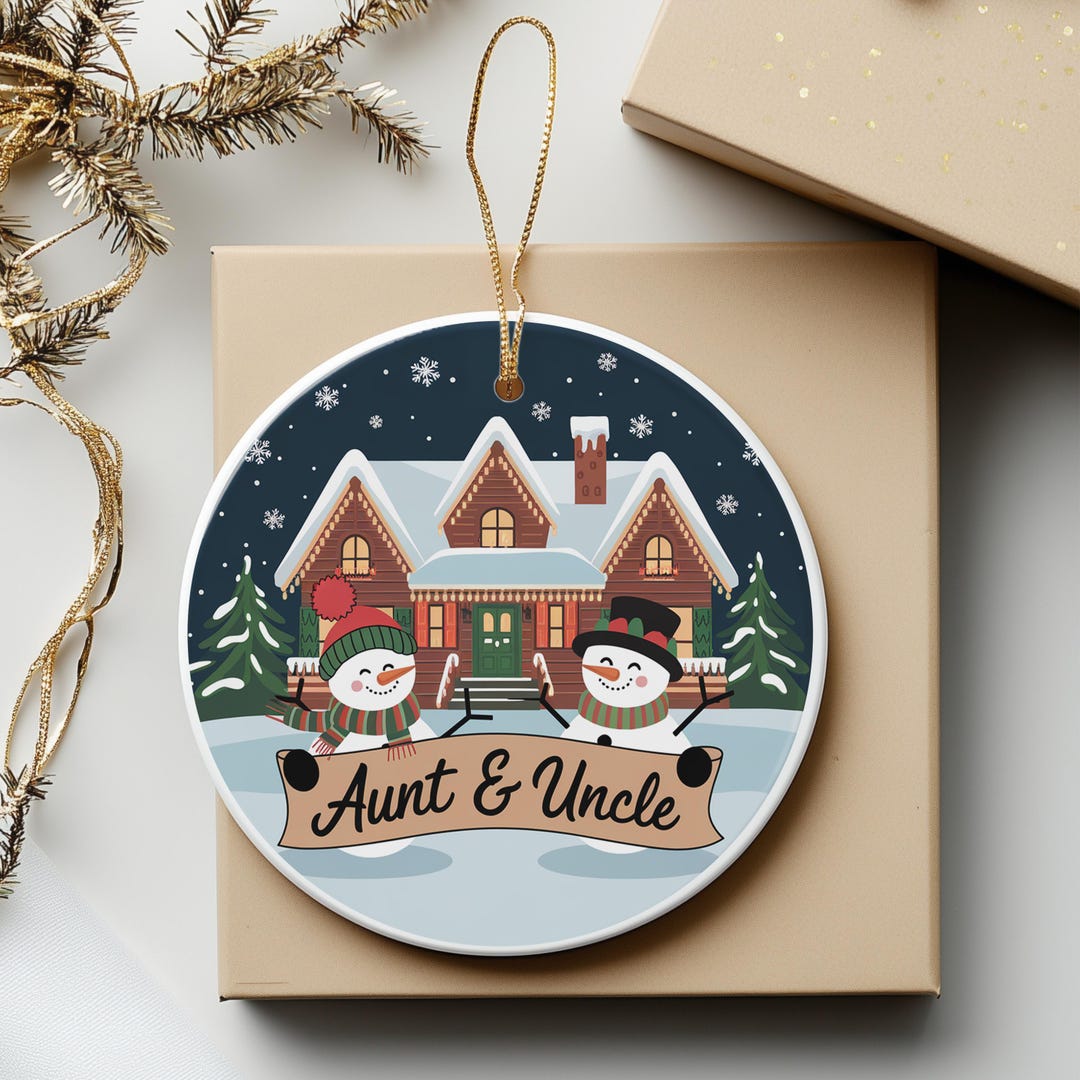 3 Ceramic Christmas Ornament Aunt & Uncle Snow House Ornaments - Etsy