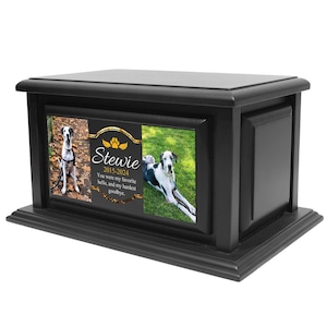 Personalized Solid Pine Wood Pet Urn for Dogs (250lbs)