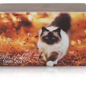 Custom Wooden Pet Urn with Photo, Custom Dog Urn, Custom Cat Urn, Small Pet Urn, UV-Printed Cremation Urn Box for Animal Ashes