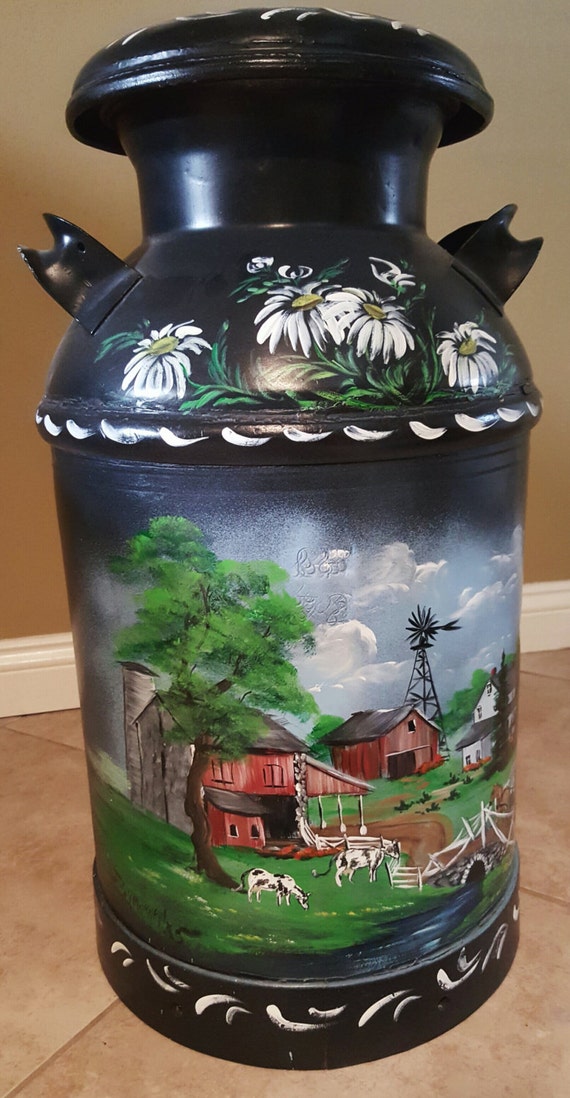 Amish Hand Painted Milk Can Etsy