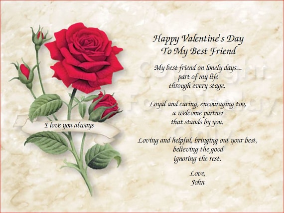Red Rose Happy Valentine S Day To My Best Friend Art Etsy Red Rose Happy Valentine S Day To My Best Friend Art Etsy
