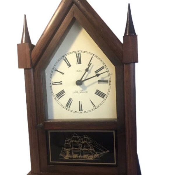 Vintage Seth Thomas Wooden Cathedral Style Mantel Clock