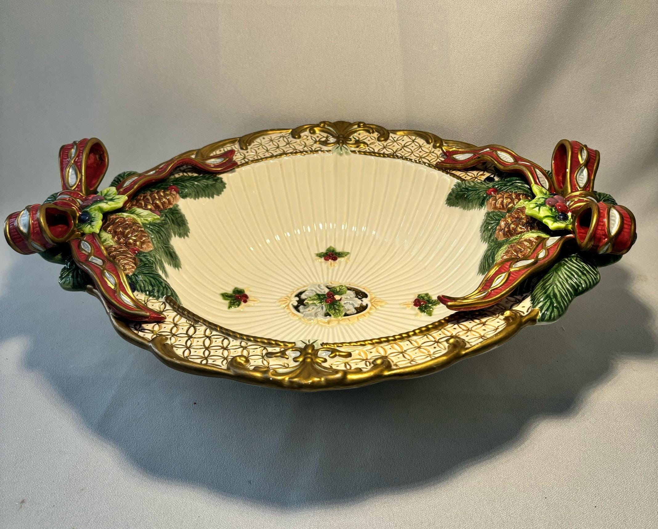 Vintage Fitz & Floyd Florentine Bowl: 16" Decorative Centerpiece - Etsy